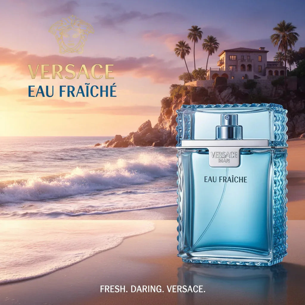 VERSACE MAN EAU FRAÎCHE – Eau de Toilette – Vaporisateur 100 ml | Fraîcheur Marine & Élégance Lumineuse