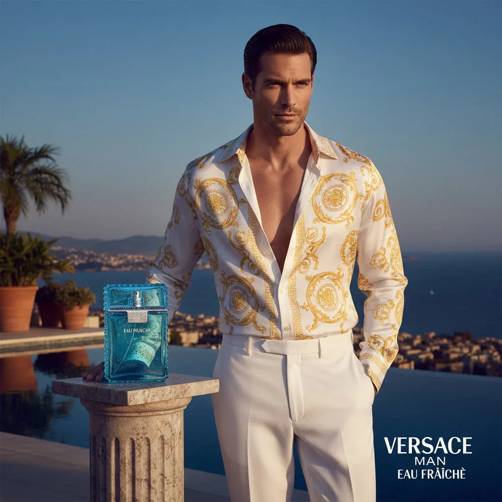 VERSACE MAN EAU FRAÎCHE – Eau de Toilette – Vaporisateur 100 ml | Fraîcheur Marine & Élégance Lumineuse