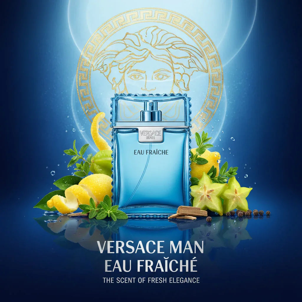 VERSACE MAN EAU FRAÎCHE – Eau de Toilette – Vaporisateur 100 ml | Fraîcheur Marine & Élégance Lumineuse